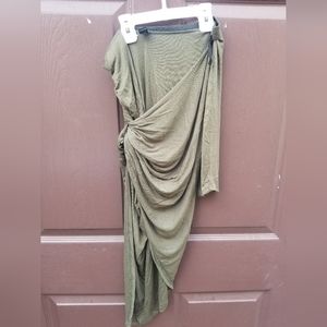 Windsor Women's Skirt Midi Wrap Color Green Size Medium Side Knot